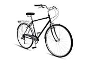Schwinn Wayfarer 500 - Bicicleta híbrida unisex, ruedas 700C, marco de acero HI-TEN de 18 pulgadas, manetas de cambio de 7 velocidades, bastidor de carga trasero, negro