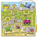 Travel Toys for Toddlers on Plane Ages 3 5 Educational Montessori Board Game for Road Trip - Gift Car Activities for Boys & GirlsMagnetic Maze Wooden Toys for