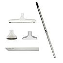VPC Premium Vacuum Attachment Kit with Stainless Steel Telescopic Wand & 4-Piece Cleaning Kit Accessories | 1 1/4 inch (32mm) Inner Diameter | Designed to Fit All Brands (Light Grey/White)