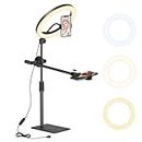 Ring Light with Stand and Phone Holder, Overhead Selfie Ring Light for Laptop, Perfect for photos, Live Streaming, Video Recording, Makeup, and Zoom Meetings