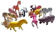 ClueSteps Mini Jungle Animal Toys Figure Playing Set for Kids (12 Pieces) Small in Size