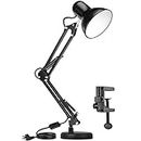 AmeriTop Metal Desk Lamp, Black, Adjustable Arm, 18" Extension, UL-Listed