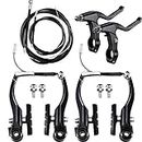 Boao Complete V-Type Bike Brake Set, Front and Rear Bike MTB Brake Inner and Outer Cables and Lever Kit Includes Calipers Levers Cables(Black)