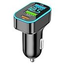 USB C Car Charger 66W Cigarette Lighter USB Charger with LED Voltmeter QC3.0+PD+2.4A USB Fast Charger Compatible with iOS, Android, Samsung, iPad Pro, Tablet