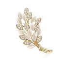 SANNIDHI® Brooch for Women Pearl Gardenia Saree Brooch Pin Enamel Alloy Elegant Flower Suit Brooch for Blouse, Dress, Blazer, Scarf - with Gift Box (Gold Wheat)