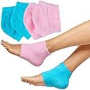 ZenToes Moisturizing Heel Socks 2 Pairs Gel Lined Toeless Spa Socks to Heal and Treat Dry, Cracked Heels While You Sleep Fuzzy Blue and Pink
