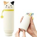LIHIT LAB Kawaii Japanese Cat Stand Up Pencil Case For School Office College, Cute School Supplies, Animal Pen Holder Pencil Pouch Holder Teen Girls, Artist Pencil Case, Calico Cat (A7712-7)