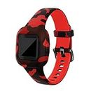 RuenTech Compatible with Garmin Vivofit jr 3 Bands, Replacement Silicone Wristband Camouflage Watch Straps for Kid's Vivofit jr. 3 Fitness Tracker (Camo-Red)