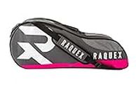 Raquex Borsa per racchette da tennis, squash e badminton, colore blu, nero o rosa, può contenere fino a 6 racchette + accessori + scarpe