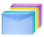 6PACK A4 Plastic Wallets Folder Foolscap Document Office School Files Envelope Folders Pockets, 6 Colors
