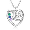 Mother's Heart Necklace Personalised Birthstone Keepsake Jewelry Gift for Mom