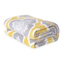 Microfiber Gray Yellow Moroccan Pattern Flannel Throw Blanket Knitted Border