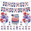 4th of July Patriotic Party Decorations Supplies Banner, Cake Toppers, Balloons