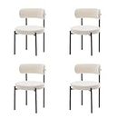 LivinVeluris Cream White Dining Chairs Set of 4, Modern Dining Chairs Mid-Century, Round Kitchen Chairs, Boulce Dining Chair with Black Metal Legs, Kitchen Dining Room Chairs (Cream White) (Set of 4)