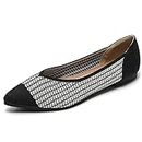 Semwiss Women's Ballet Flats Comfortable Casual Dressy Shoes,Work Flats Office Shoes Pointed Toe Flats Black and White Size 10
