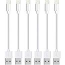 Short Replacement iPhone Charger Cable [6 Pack 8 INCHES] Boost Certified Charging Cable Fast Charger Data Cord for Phone X 8 7 6S 6 Plus SE 5 Case Pad 2 3 4 Mini, Pad Pro Air, Pod Nano Touch(White)