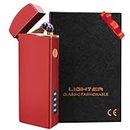Gifts for Men Him Her Dad Boyfriend Husband, Coquimbo Electric Lighter USB Rechargeable Windproof Lighter, Flameless Dual Arc Plasma Lighter for Household Candle Incense Fireplace (Red)