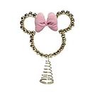Disney Minnie Mouse Christmas Tree Topper Gold Bell Pink Bow Xmas Tree Decoration