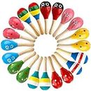 Hedume 20 Pack Mini Wooden Festival Maracas, Kids Baby Rattles Egg Shaker, Shaker Sand Hammer Toy Noisemaker for Mexican Fiesta, Party Favors, Musical Fun, Birthday Parties, Carnivals