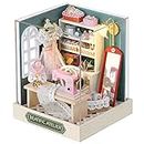 CUTEROOM Dollhouse Miniature with Furniture, Miniature House Kit, DIY Doll House Miniature Furniture Wooden House Kit with Dust Cover & LED Light and Accessories - New QT Series Dollhouse (QT047)