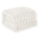 Faux Rabbit Fur Throw Blanket, Luxury Soft Warm Bubble Blanket for Bed, Couch, Sofa, White, 160 X 200 CM