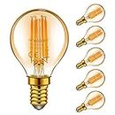 Emotionlite E14 LED Vintage Lampe,LED Filament Glühlampen,4W (40W Equivalent),Bernstein Glühen,2200K,E14,Golfball P45/G45,6 Stück