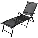 ShCuShan Heavy Duty Folding Portable Design Relaxing Chair Sun Lounger Garden Outdoor Furniture Set,Folding Sun Lounger Aluminium Black