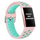 SUIMUMU Silicone Strap Compatible with Fitbit Charge 4 Straps Charge 3/ Charge 3 SE Replacement Sport Strap Smartwatch Breathable Fitness Wristband Belt for Women Men (Large Size,Colour #7)
