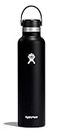 Hydro Flask 24 oz. Water Bottle - Stainless Steel, Reusable, Vacuum Insulated with Standard Mouth Flex Lid , Black