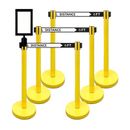 VIP Crowd Control 36" Retractable Belt Queue Safety Stanchion Barrier (6 Posts w/78" Keep Social Distance+SF+WR) in Yellow | Wayfair