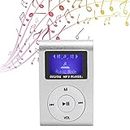 ASHATA Mini MP3 Player with LCD Screen, Portable Music Player with BackClip, Digital Music Media Player Mini MP3 BackClip Player with Earphone and USB Cable for Running (Silver)