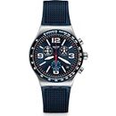 Swatch 1901 Irony Stainless Steel Quartz Rubber Strap, Blue, 21 Casual Watch (Model: YVS454)