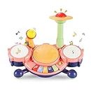 Aomola Kids Drum Set for Toddlers - Electronic Musical Instruments Toys with Flash Light, Adjustable Microphone for Musical Playtime