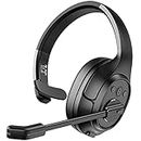 EKSA Noise Cancelling Trucker Bluetooth Headset with Microphone Wireless AI-Powered ENC Headphones, 99ft Long Wireless Range, 30H of Talk Time, All-Day Comfort On Ear Trucker Headsets with Mute Button