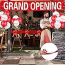Mixweer Grand Opening Ribbon Cutting Ceremony Kit Grand Opening Banner Grand Opening Decorations with 10'' Scissors 40 Pcs Balloons Satin Ribbon Bows and More Supplies for Business Events (Red)