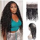 360 Lace Frontal Closure Brazilian Virgin Human Hair Water Wave 360 Fronal For Black Women Natural Wave 360 Fronal Closure Wet And Wavy Curly Pre Plucked with Baby Hair (18inch, water wave 360 frontal)