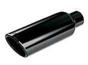 Borla 20162 Universal Exhaust Tip 2.75 in. Inlet 4 in. Round Outlet 14 in. Long Weld On Single Round Rolled Angle Cut Black Chrome T-304 Stainless Steel Universal Exhaust Tip
