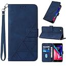 Compatible for iPhone 8 Wallet Case,iPhone 7 Case,iPhone SE 2022 Case,iPhone SE 2020 Case,iPhone 6/6S Case,[Kickstand][Wrist Strap][Card Holder Slots] TPU Protective PU Leather Folio Flip Cover (Blue)