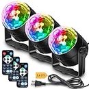 Apeocose 3-Pack Party Disco Lights, 7 Colors Sound Activated Music Sync Disco Ball with Remote Control, DJ Stage Strobe Light for Birthday Dance Bachelorette Party Decorations Supplies Home Room Decor