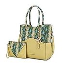MKF Set Shoulder Bag for Women & Wristlet Coin Pouch Purse – PU Leather Top Handle Pocketbook Crossbody Tote Handbag, Yellow