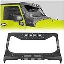 HECASA Windshield Frame Cover Compatible with 2007-2018 Jeep Wrangler JK & Unlimited 2/4 Door Sun Visor Cowl Body Armor w/ 4 LED Lights Powder Coated Steel
