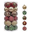 Valery Madelyn Christmas Tree Ornaments Set for Christmas Decorations, 30ct 2.36" Green Red Gold Shatterproof Christmas Ball Ornaments, Decorative Hanging Ornament Bulk for Xmas Holiday Party Decor