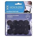 Now & Zen Self Adhesive Round Furniture Felt Pads for Hard Surfaces - Non-Scratch Heavy Duty Furniture Leg Guards (20 MM - Pack of 12, Black)