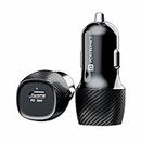 Portronics Car Power 18 Car Charger Adapter with 20W PD Type C Port Fast Charging Compatible with iPhones, Android Smartphones, Tablets & More(Black)