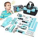 SHALL 26-Piece Kids Size Tool Set, Real Tools Kit for Kids with 12" Tool Bag, Safety Certified Children Learning Tool Set with Hand Tools for Boys & Girls Age 6+, DIY Building, Woodwork & Construction