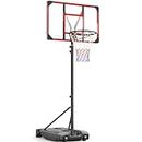 Yohood Kids Basketball Hoop Outdoor 4.82-8.53ft Adjustable, Portable Basketball Hoops & Goals for Kids/Teenagers/Youth in Backyard/Driveway/Indoor, with Enlarged Base and PC Backboard (Red)