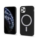 Pikkme iPhone 11 Pro Back Cover | Support Mag-Safe Wireless Magnetic Charging | Full Camera Protection | Super Soft Silicone | Bumper Case for iPhone 11 Pro (Black)