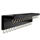 SANY DAYO HOME Black Necklace Holder Jewelry Organizer with 30 Hooks, 15 x 3 x 4 inches Wall Mount Rustic Pine Wood Shelf for Necklace, Hair Bow Storage