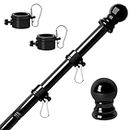 RSOTC Flag Poles for Outside House 6 ft Stainless Steel Metal Black Flag Pole kit Tangle Free Residential Heavy Duty for Truck,House,Porch,Yard,Boat Suitable for 3x5 Heavy Garden Flag (only flagpole)