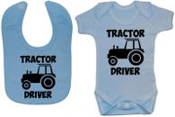 Traktorfahrer Baby wachsen/Strampler & Füttern Lätzchen 0-24m Junge Mädchen Geschenk Bauer